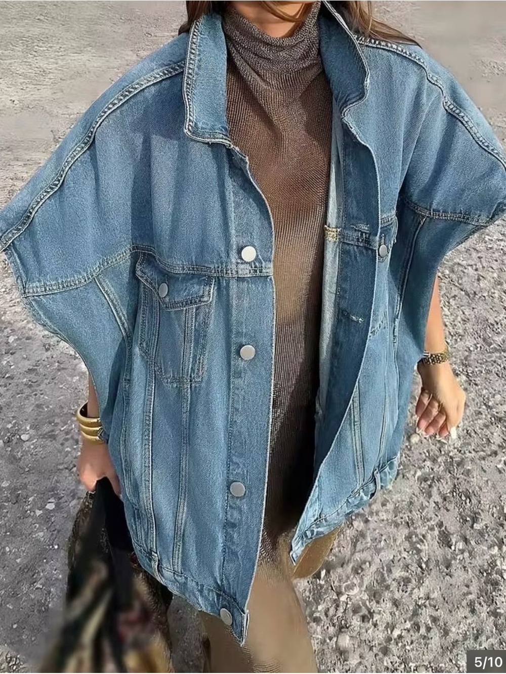 Forever 21 Blue Denim Oversized Button-Up Jacket